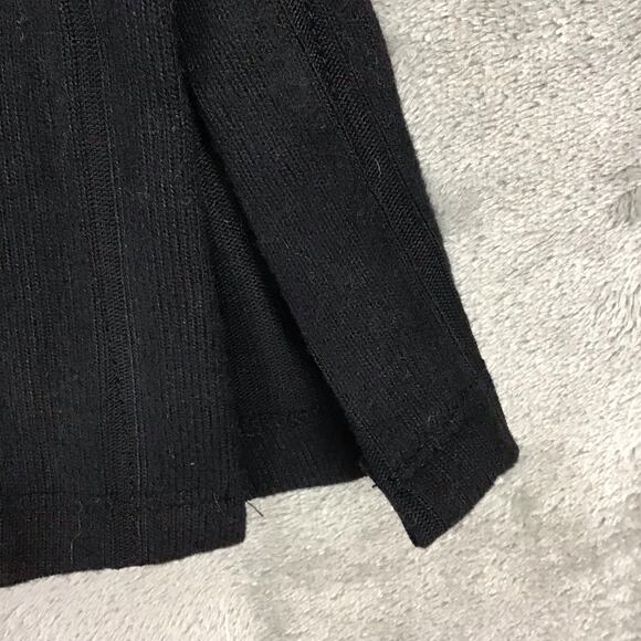 Bobeau Women's Medium Black Wide Rib Knit Top Crew Neck 3/4 Sleeve Side Slit - Picture 7 of 10
